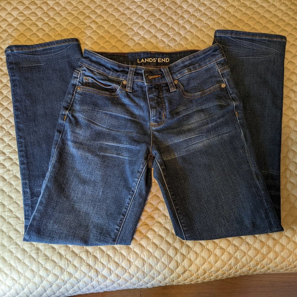 Womens Lands' End Jeans - Mid Rise True Straight - size 2P (Petite) - EUC